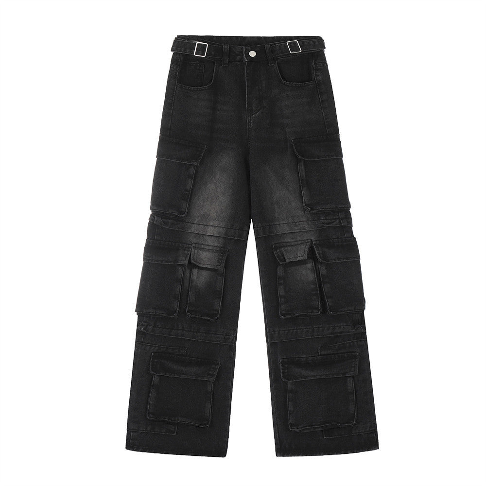 Functional Multi-pocket Tactical Tooling Denim Trousers Men