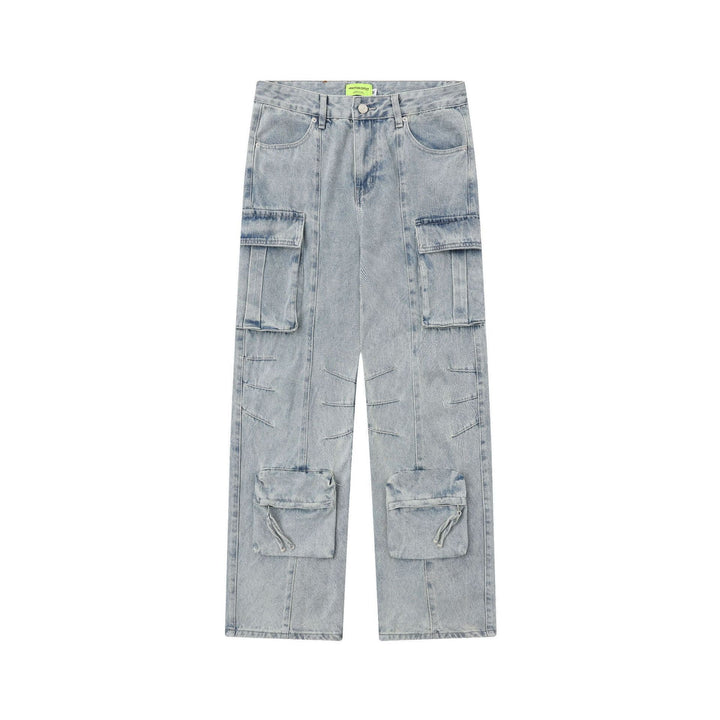 FADED BLUE OVERSIZED DENIM CARGO PANT