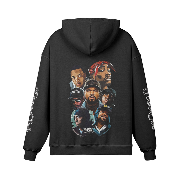 RAPPER WORLD OVERSIZED BLACK HOODIE