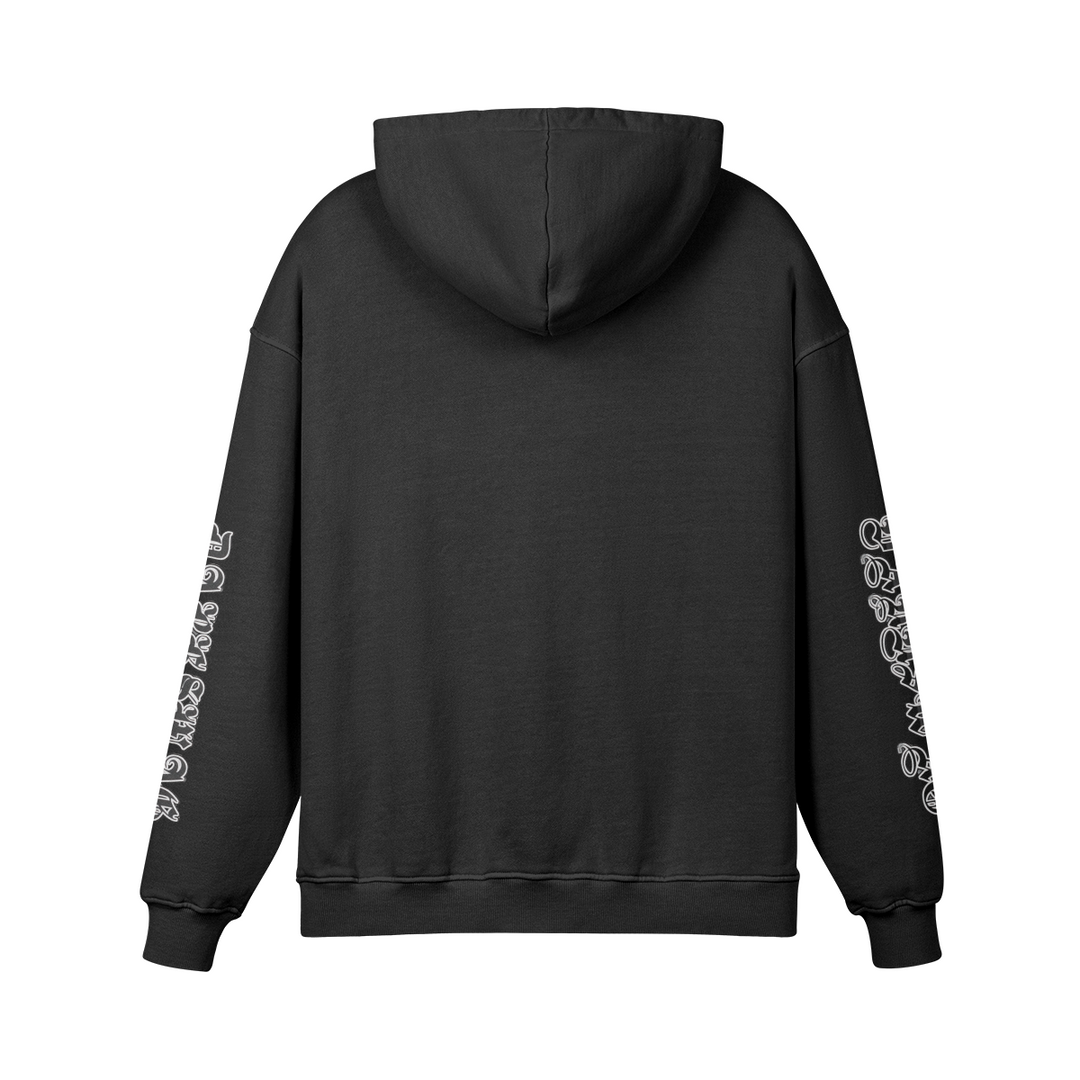 GYM RAT OVERSIZED FADED BLACK HOODIE