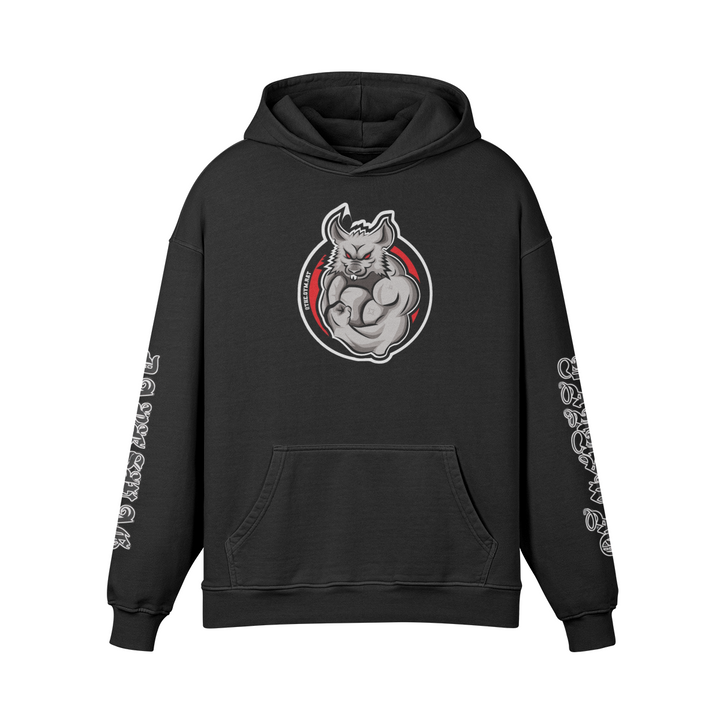 GYM RAT OVERSIZED FADED BLACK HOODIE