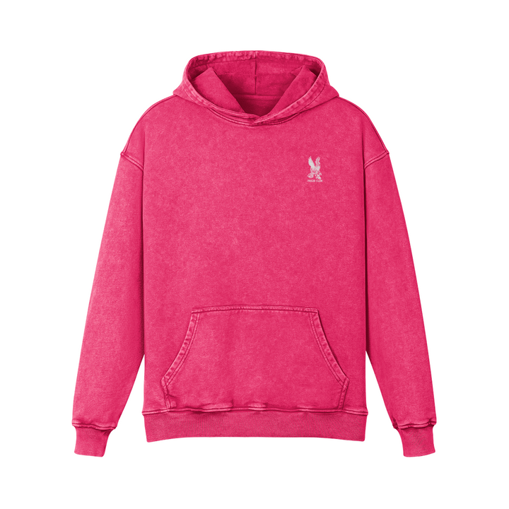 DARK PINK ACID WASH OVERSIZE HOODIE