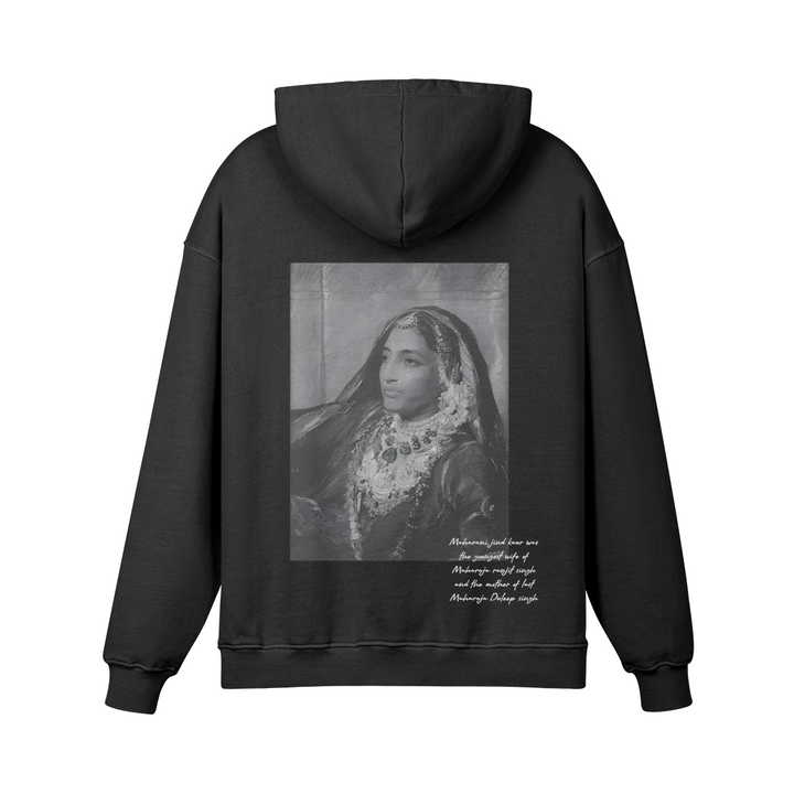 MAHARANI JIND KAUR OVERSIZE FADED BLACK HOODIE