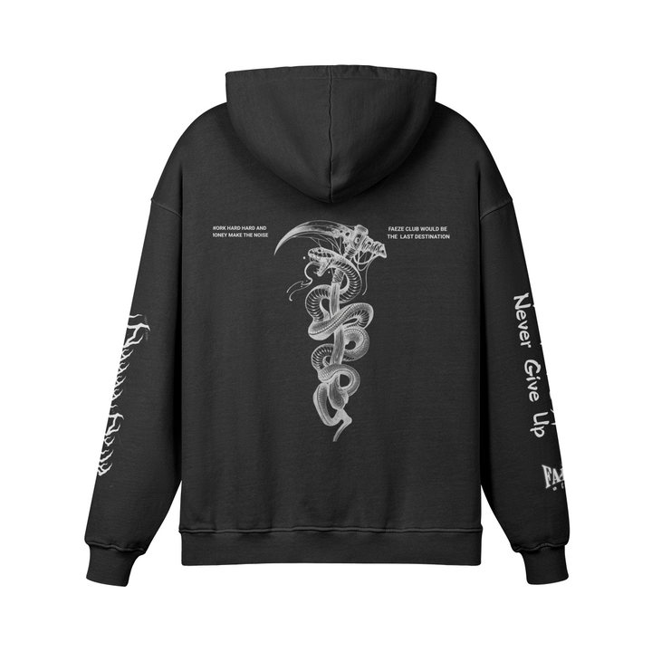 COBRA SNAKE OVERSIZE FADED BLACK HOODIE