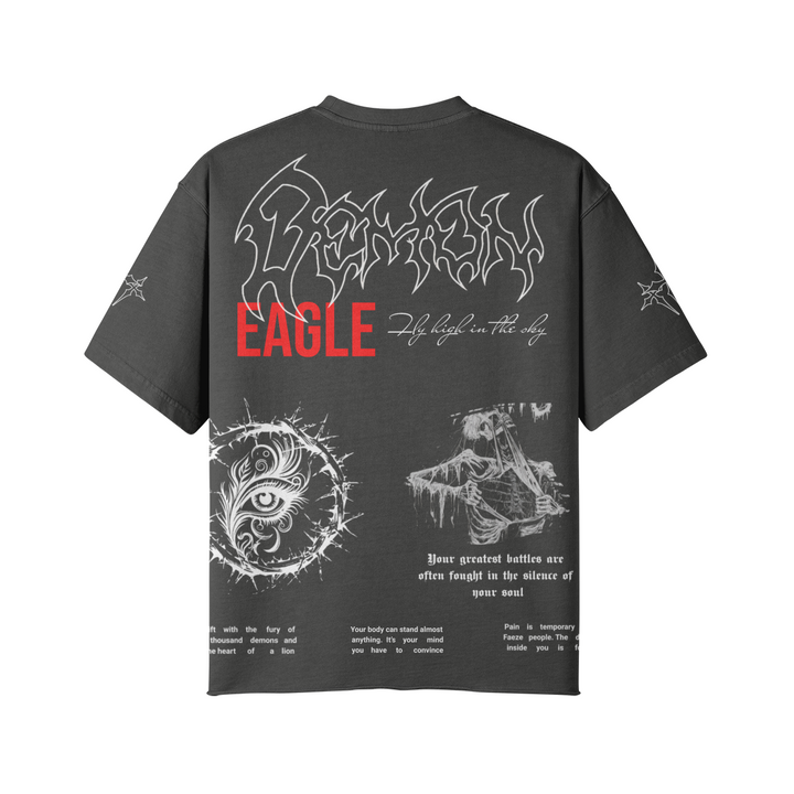 DEMON BEAST FADED BLACK T SHIRT OVERSIZED